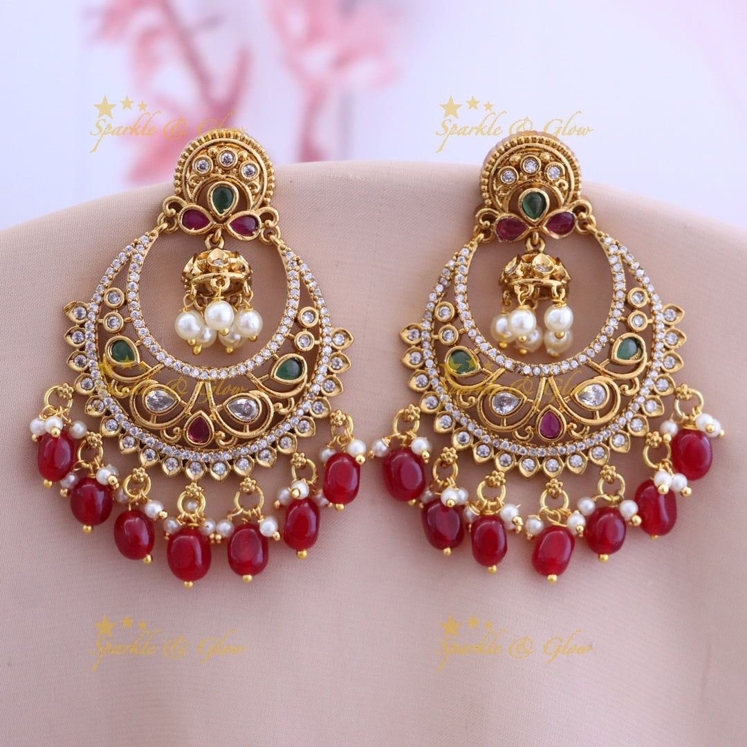 Radiant Gold Plated Bridal Chandbali Earrings