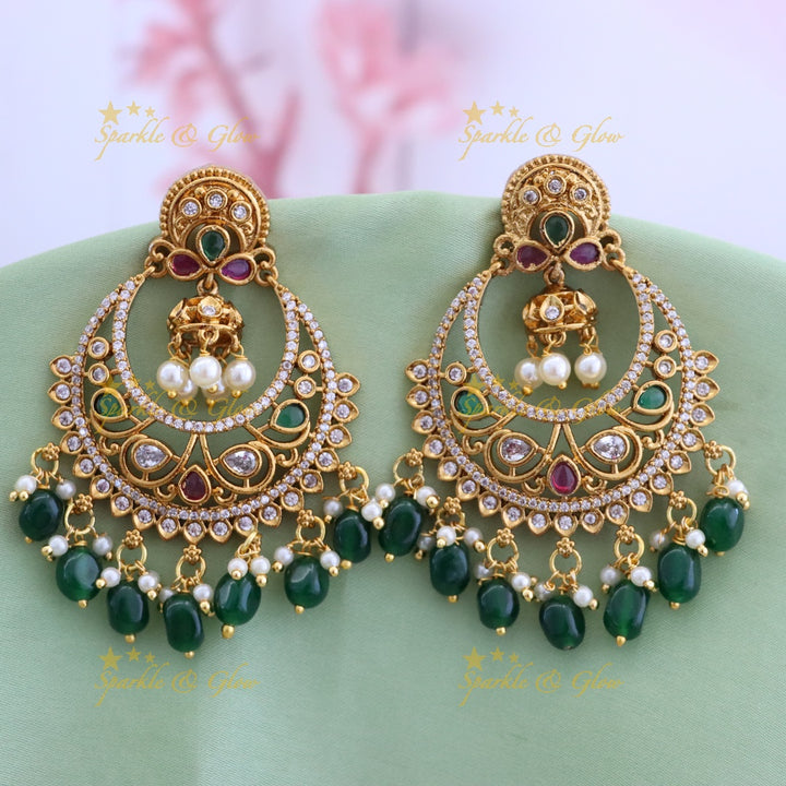 Radiant Gold Plated Bridal Chandbali Earrings