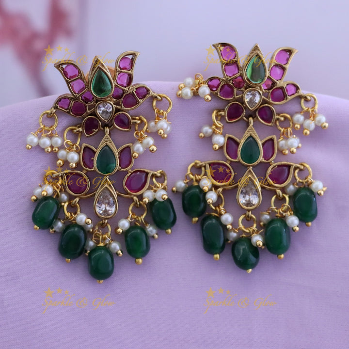 Elegant Gold Ruby Chandbali Earrings for Special Events