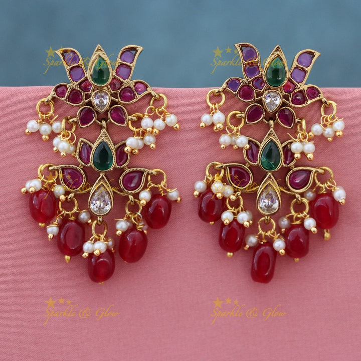 Elegant Gold Ruby Chandbali Earrings for Special Events