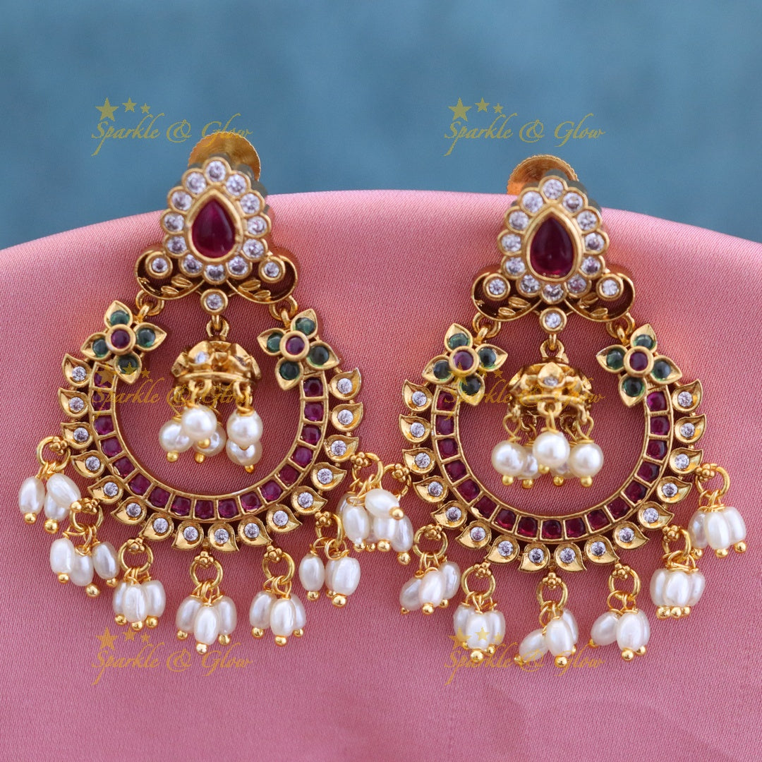 Exquisite Gold-Plated Chandbali Earrings