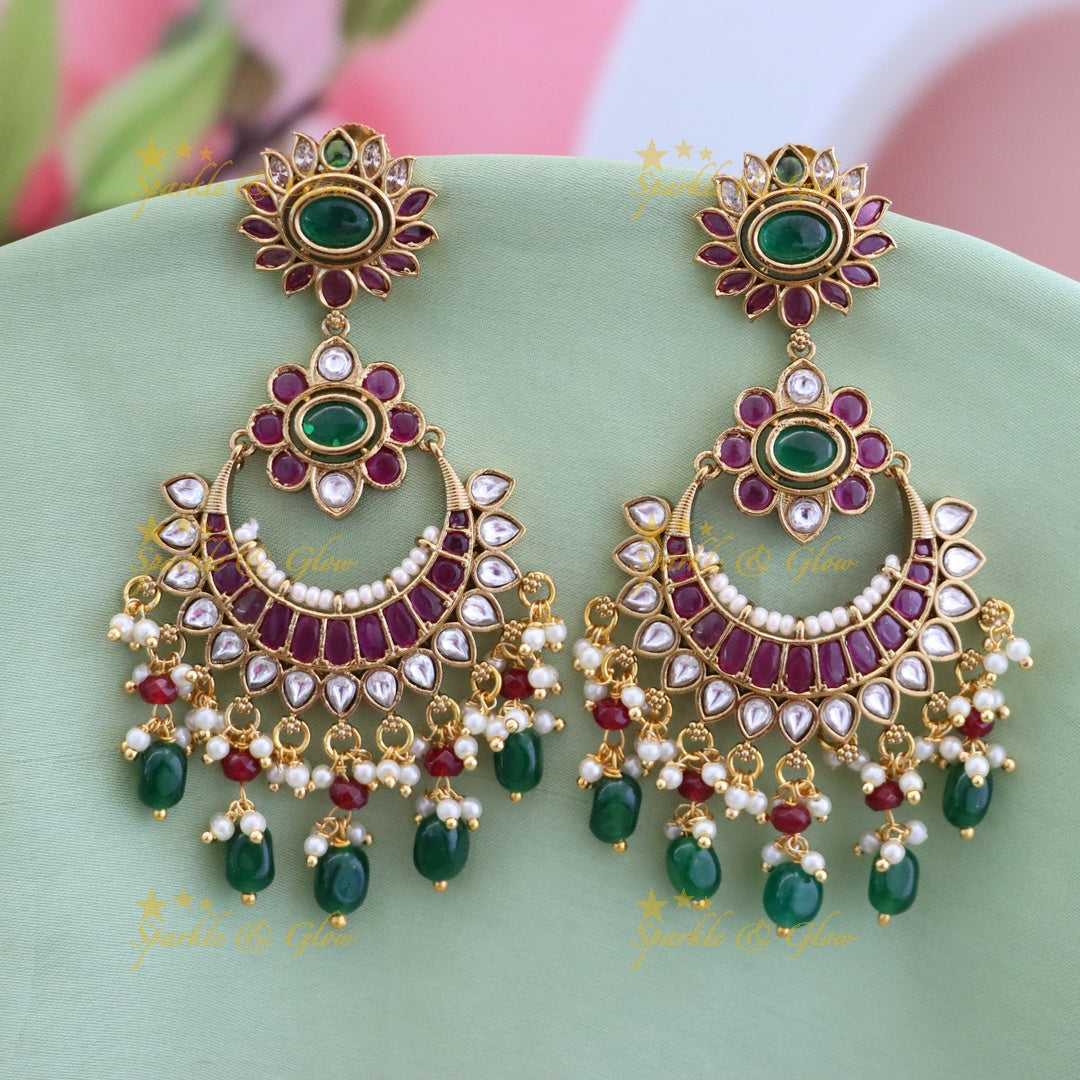 Exquisite Kundan Chandbali Earrings for Weddings