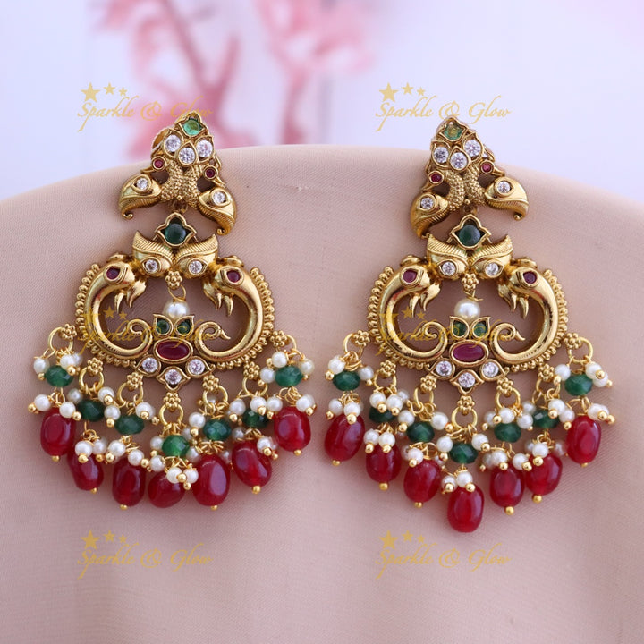 Exquisite Gold-alike Ruby Chandbali Earrings