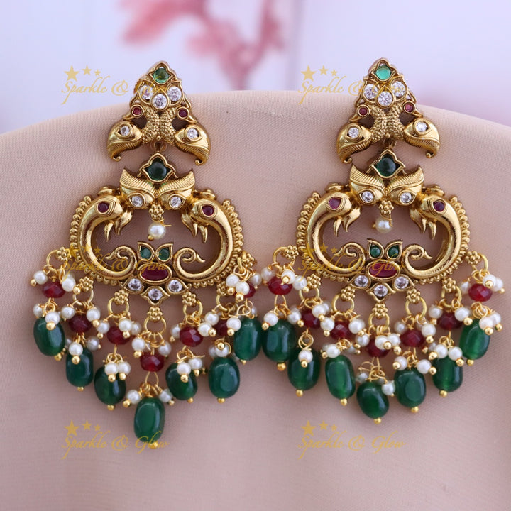 Exquisite Gold-alike Ruby Chandbali Earrings
