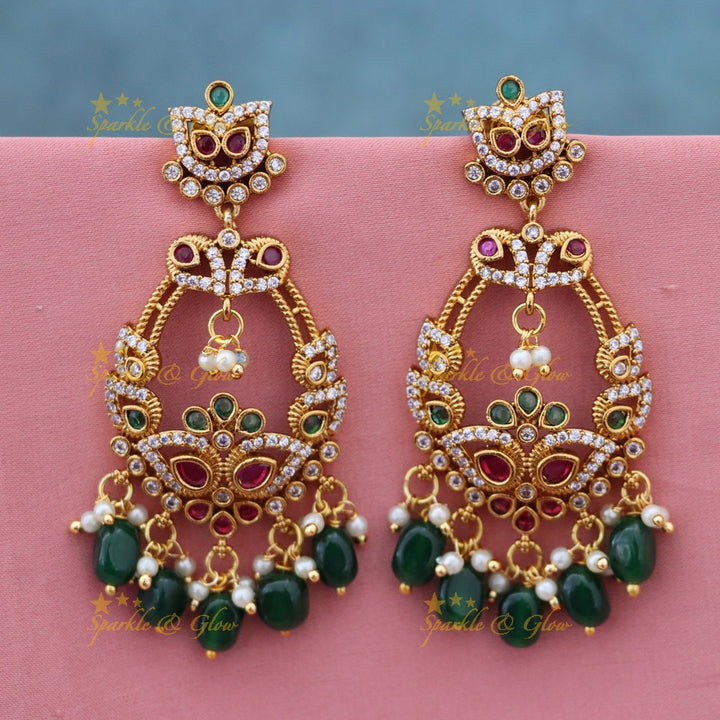 Exquisite Festive Gold-Plated Gemstone Earrings