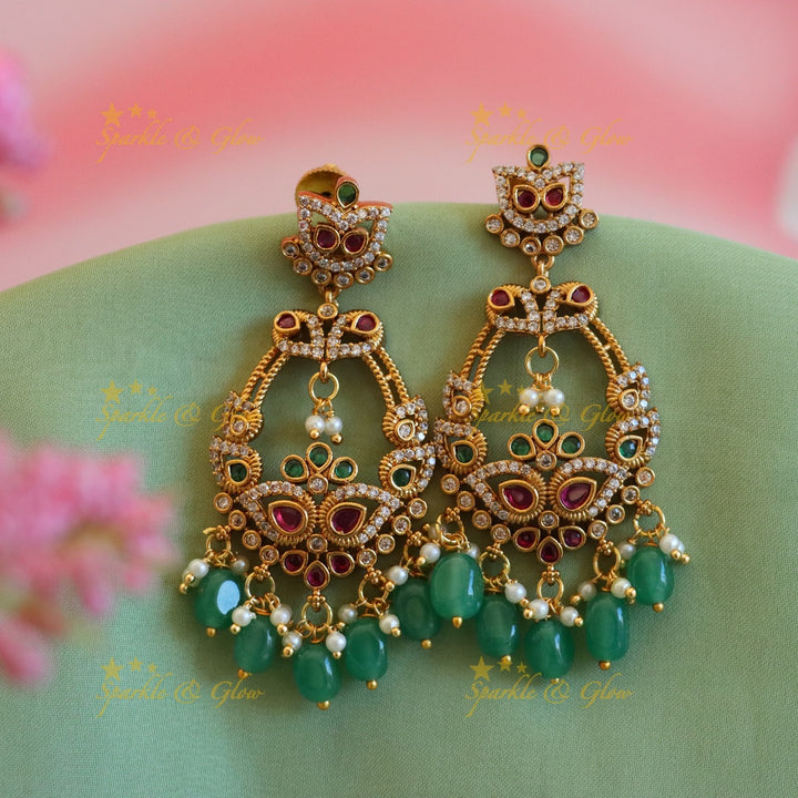 Exquisite Festive Gold-Plated Gemstone Earrings
