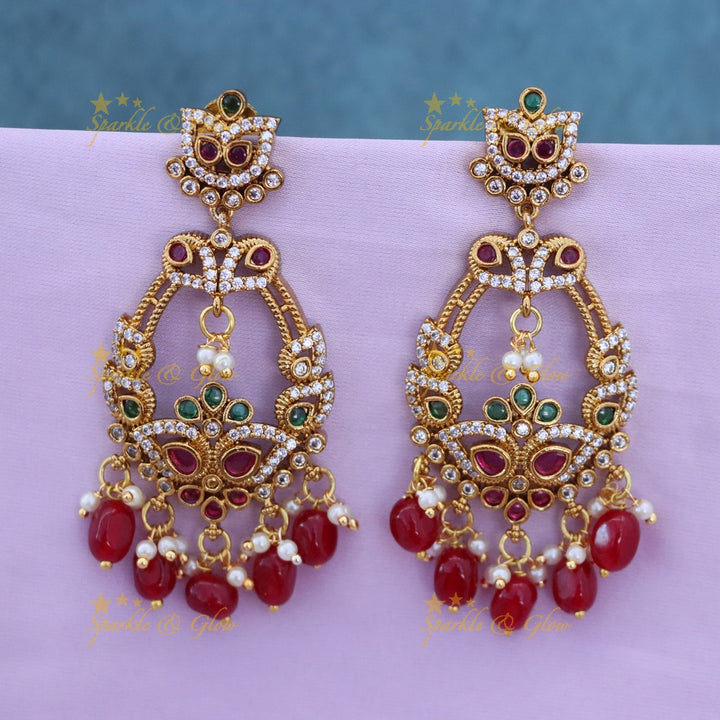 Exquisite Festive Gold-Plated Gemstone Earrings