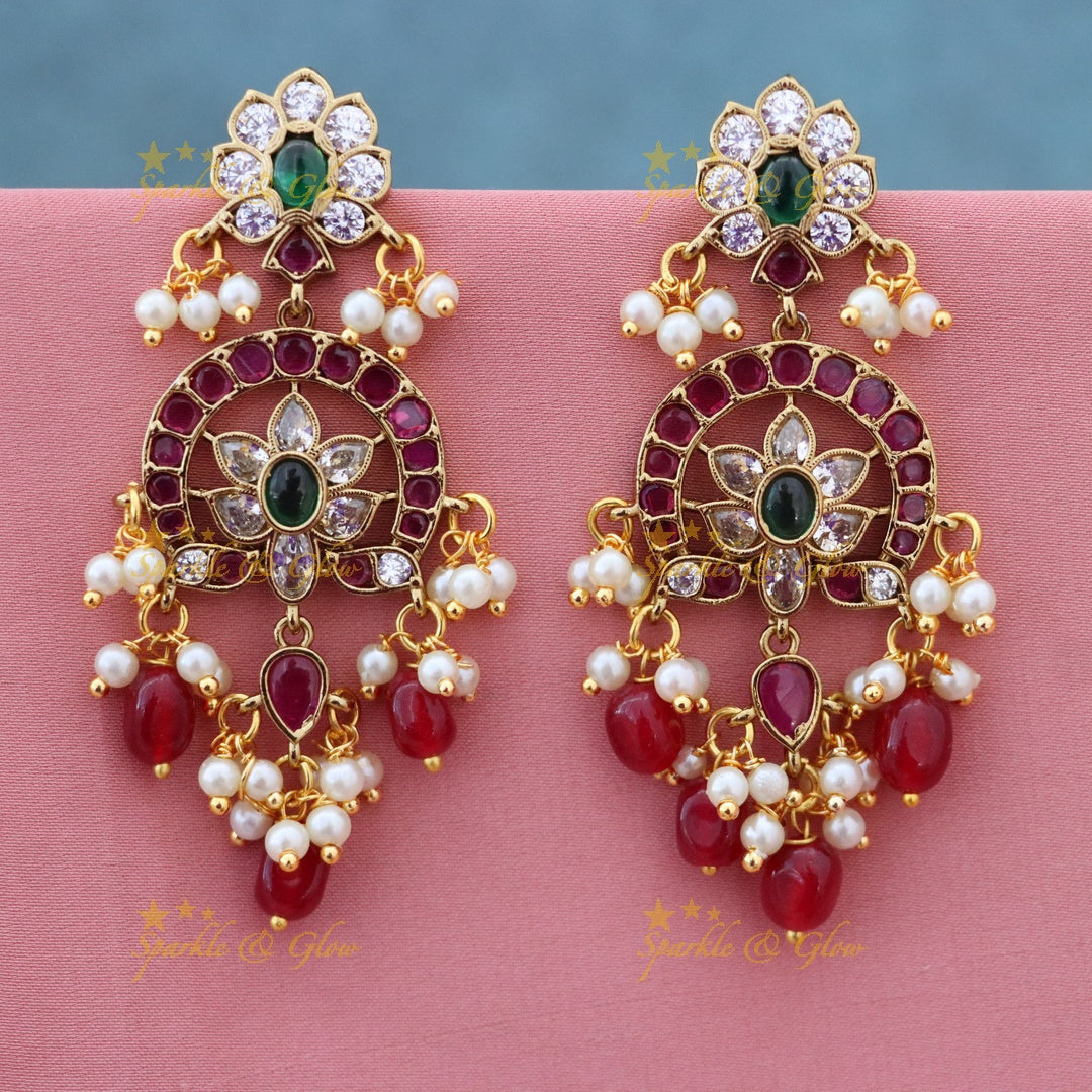 Luxurious Gold Plated Festive Wedding Earrings