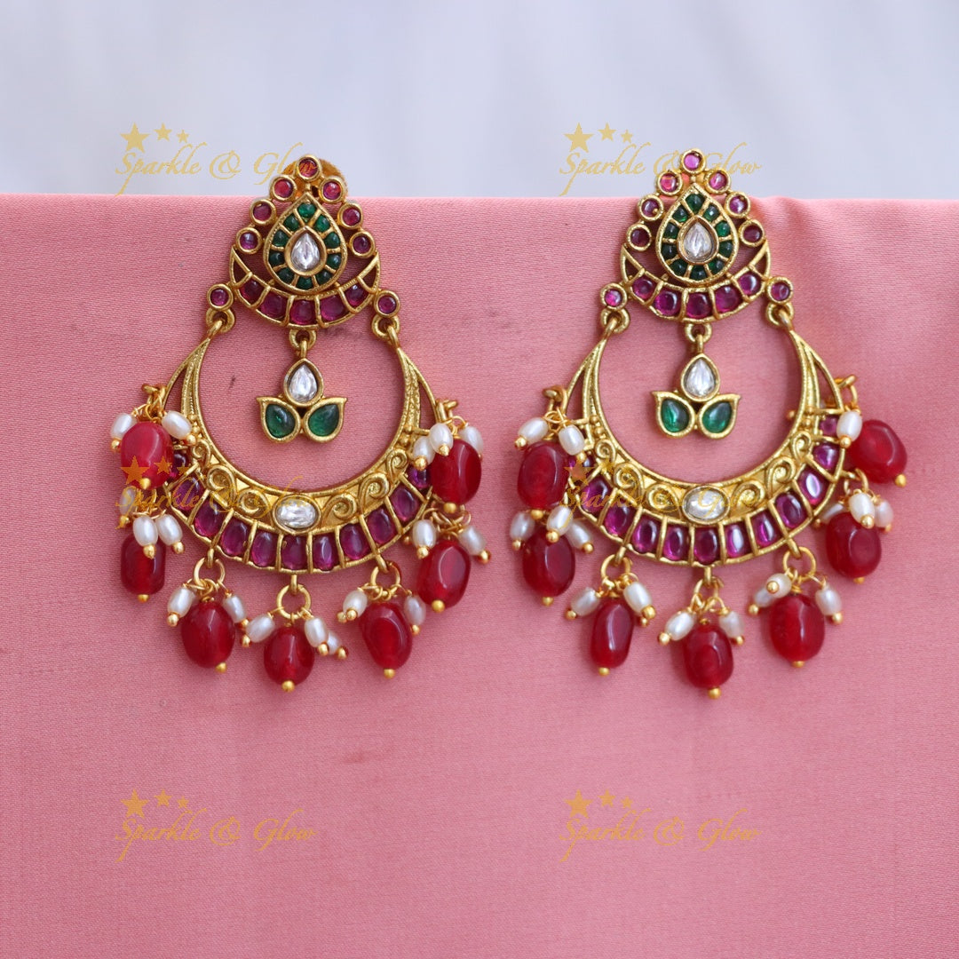 Exquisite Gold-Plated Chandbali Earrings