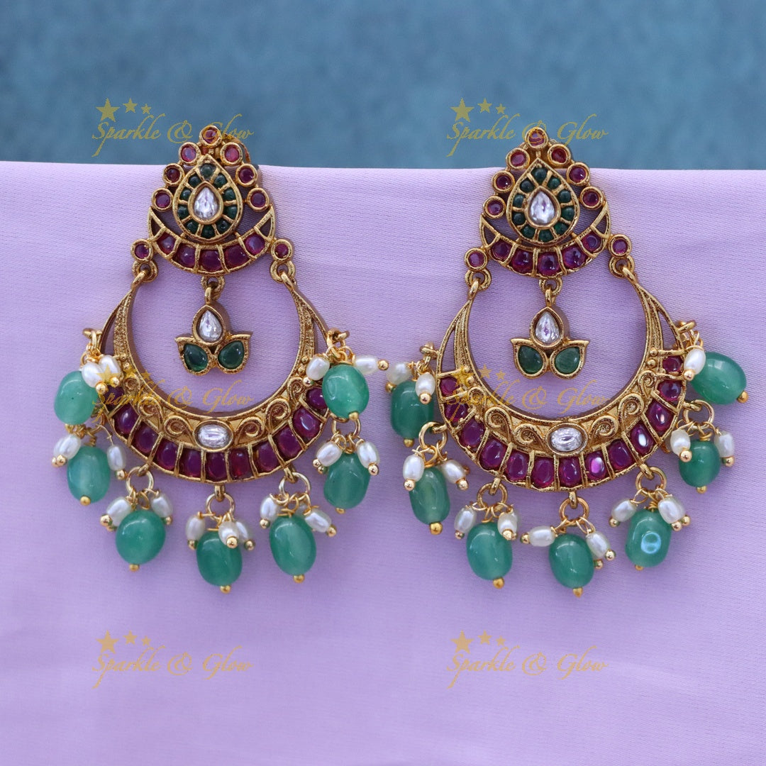 Exquisite Gold-Plated Chandbali Earrings