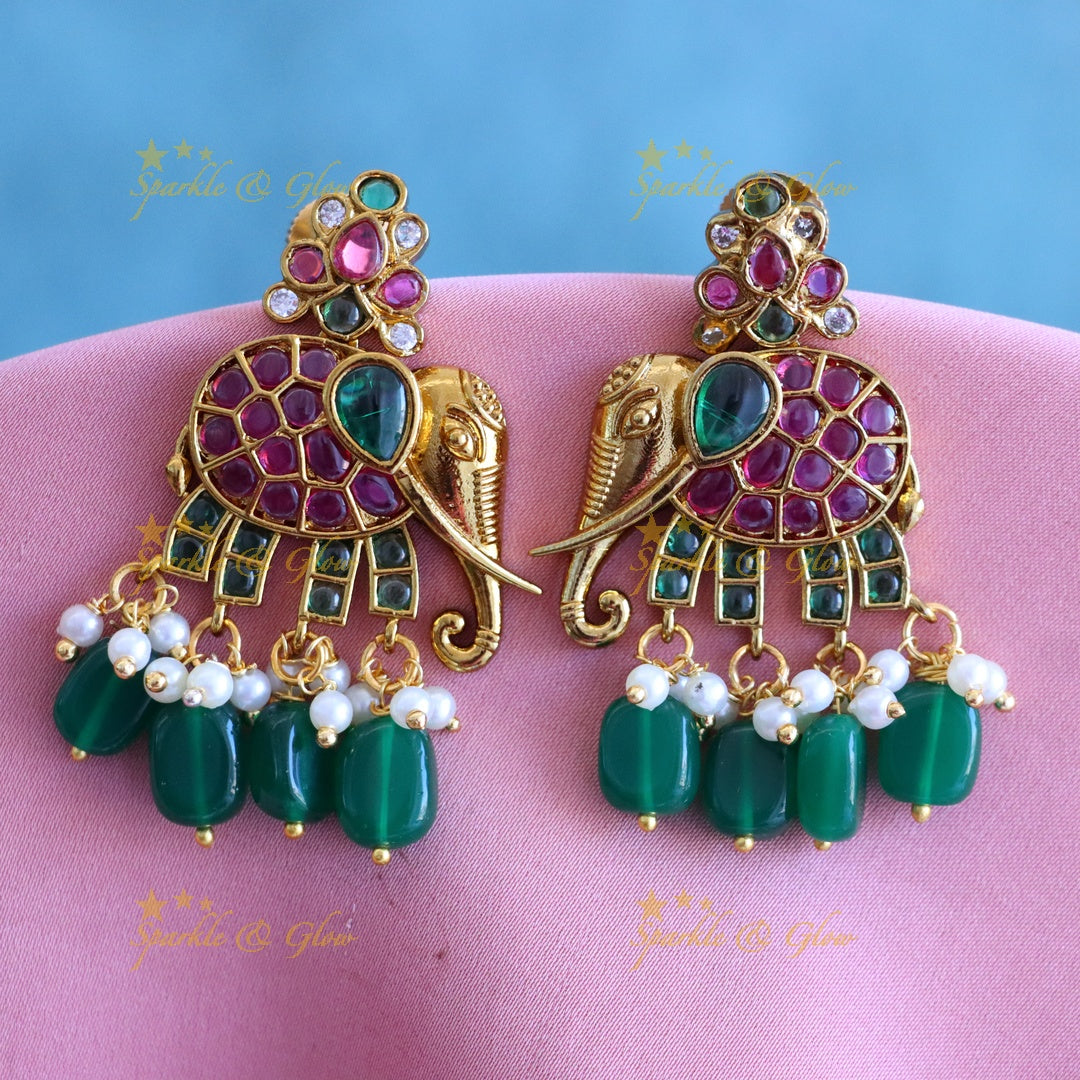 Radiant Gold Elephant Earrings: Festive Elegance & Charm