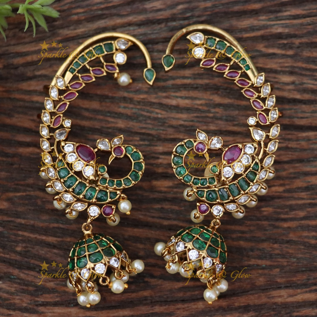 Stunning Gold Peacock Ear Cuffs - Perfect for Weddings