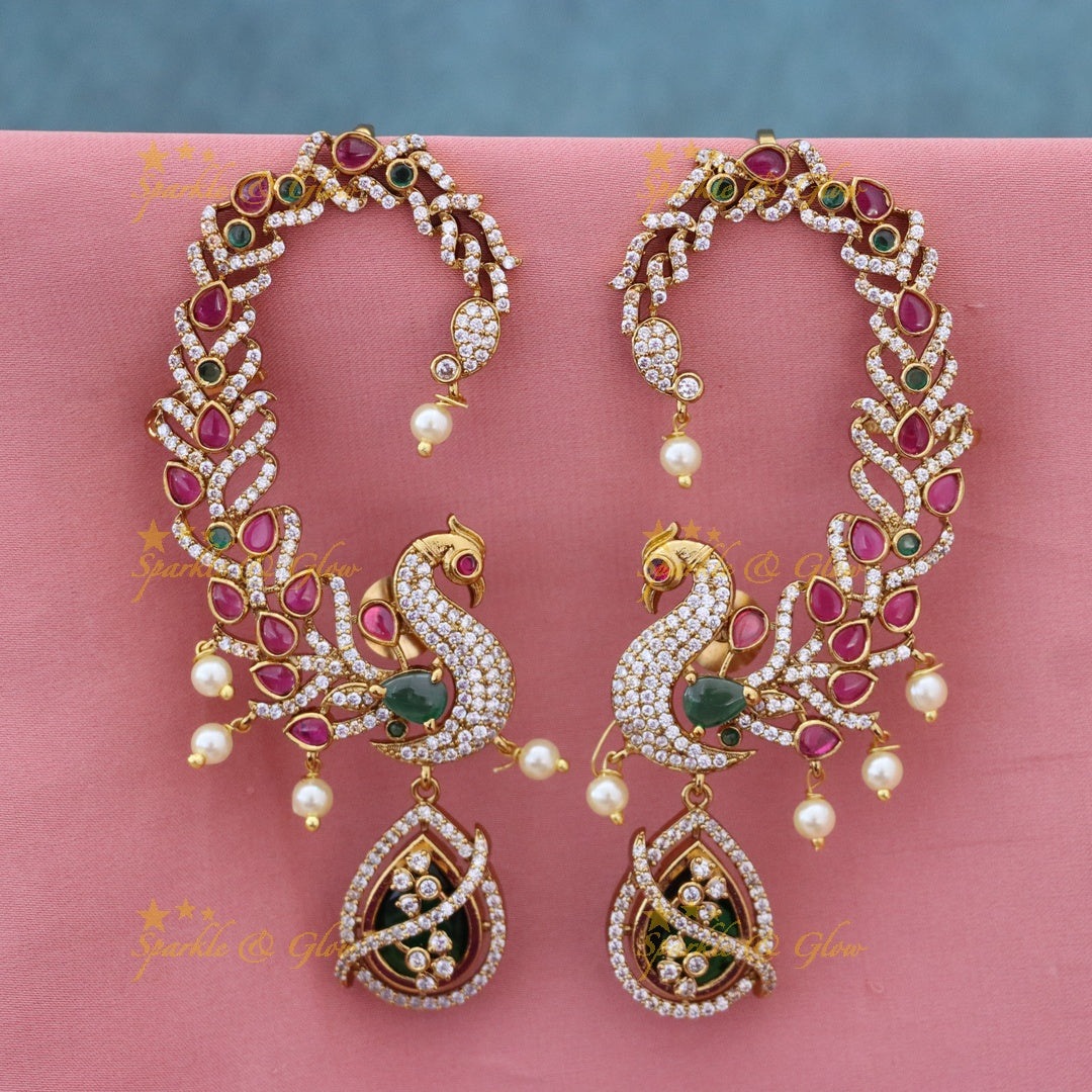 Exquisite Peacock Gold Earrings for Festive Glamour
