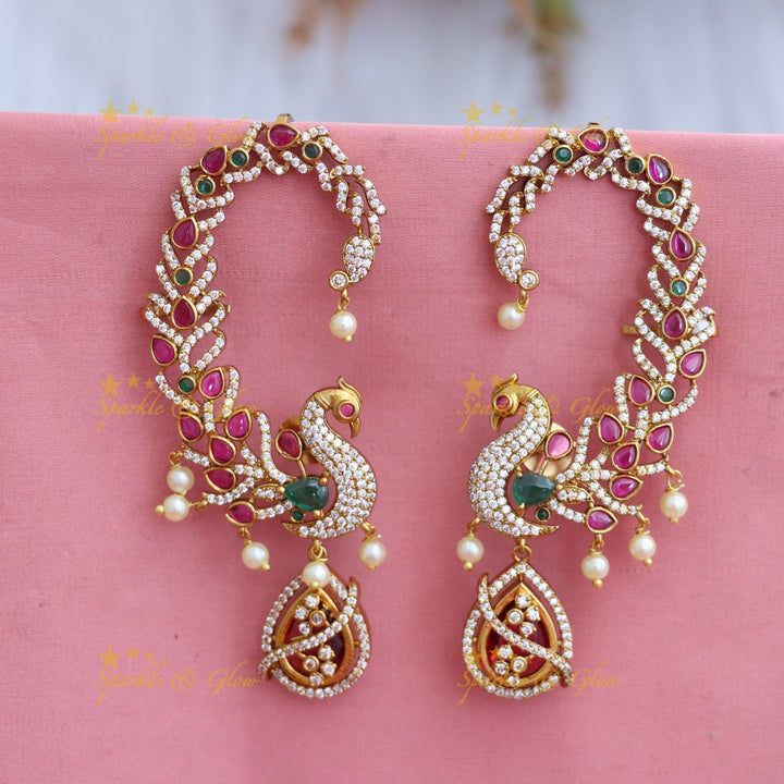 Exquisite Peacock Gold Earrings for Festive Glamour