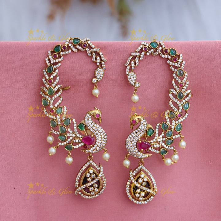 Exquisite Peacock Gold Earrings for Festive Glamour
