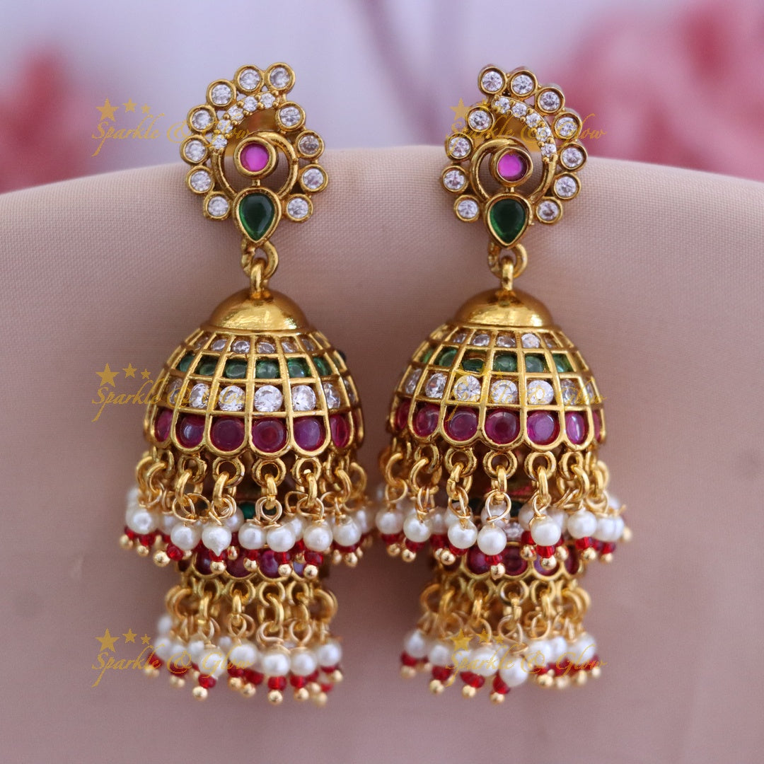 Exquisite Gold-Alike Jhumka Earrings - Perfect for Weddings