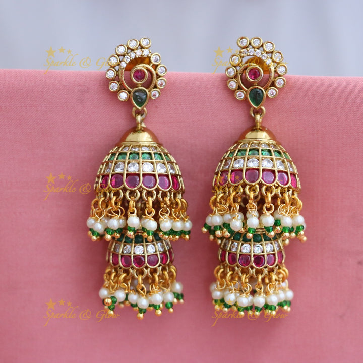 Exquisite Gold-Alike Jhumka Earrings - Perfect for Weddings