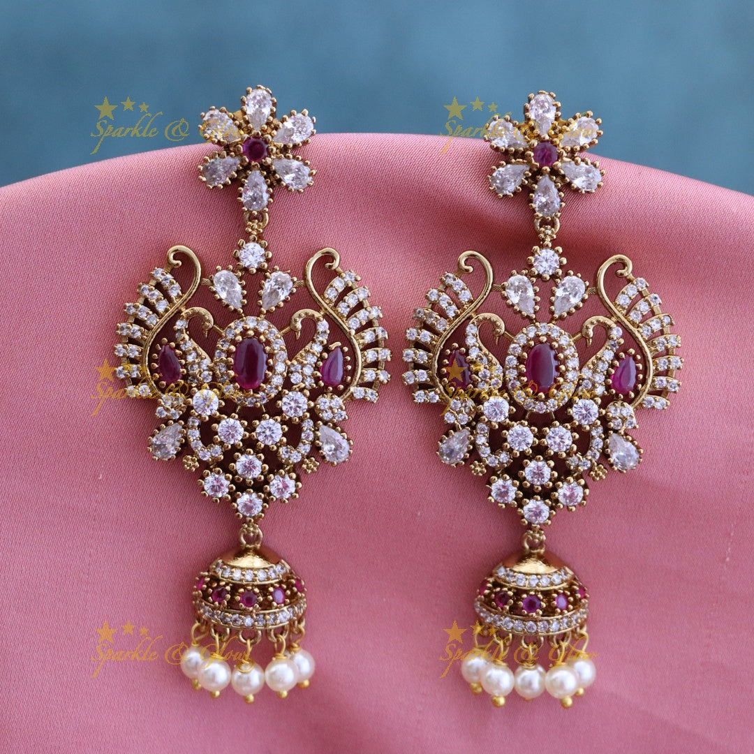 Exquisite Gold-Plated Festive Earrings with Pearls