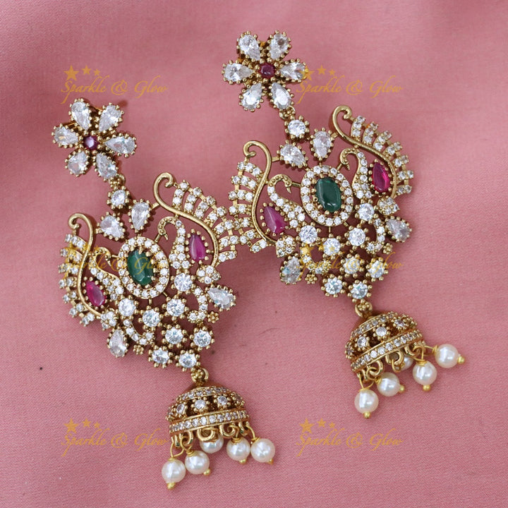 Exquisite Gold-Plated Festive Earrings with Pearls