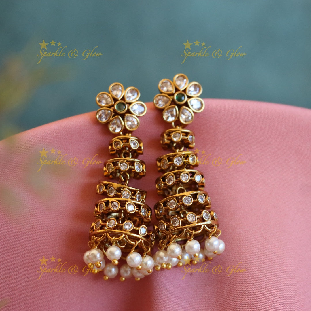 Exquisite Gold-alike Jhumka Earrings for Weddings