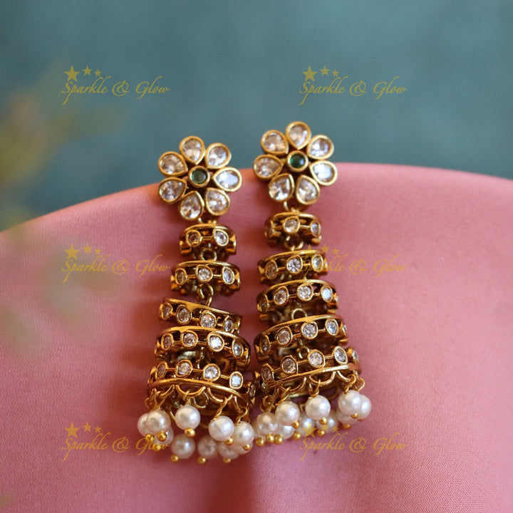 Exquisite Gold-alike Jhumka Earrings for Weddings