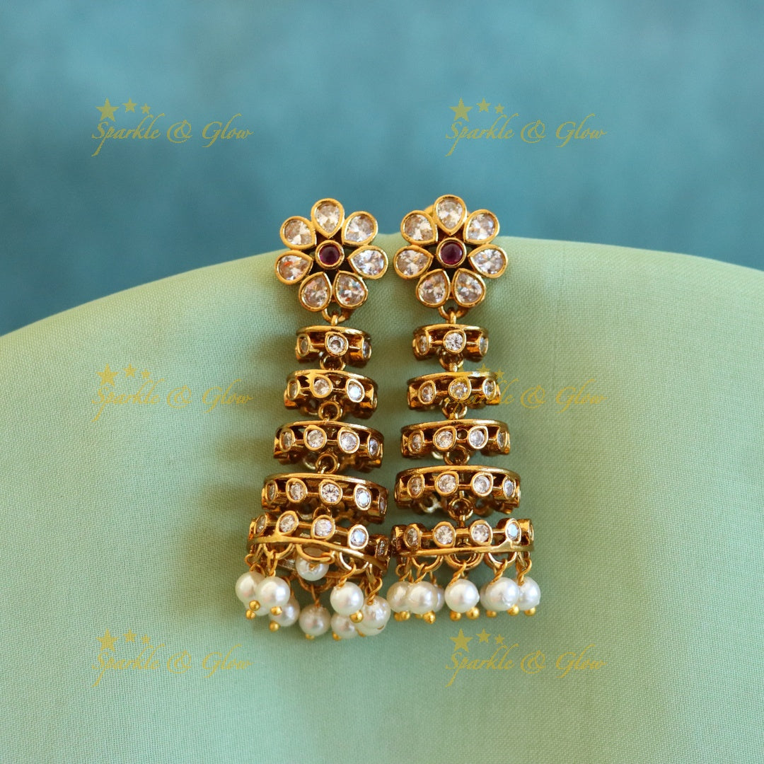 Exquisite Gold-alike Jhumka Earrings for Weddings