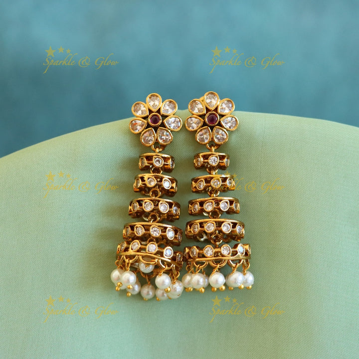 Exquisite Gold-alike Jhumka Earrings for Weddings