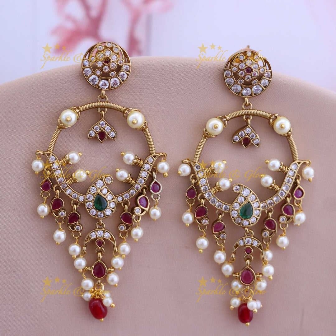 Exquisite Gold alike Festive Chandelier Earrings