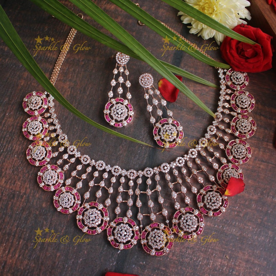 Exclusive AD rose gold floral necklace - Sparkle and Glow - Rose - Back Thread