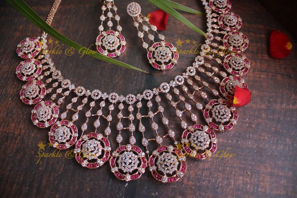 Exclusive AD rose gold floral necklace - Sparkle and Glow - Rose - Back Thread