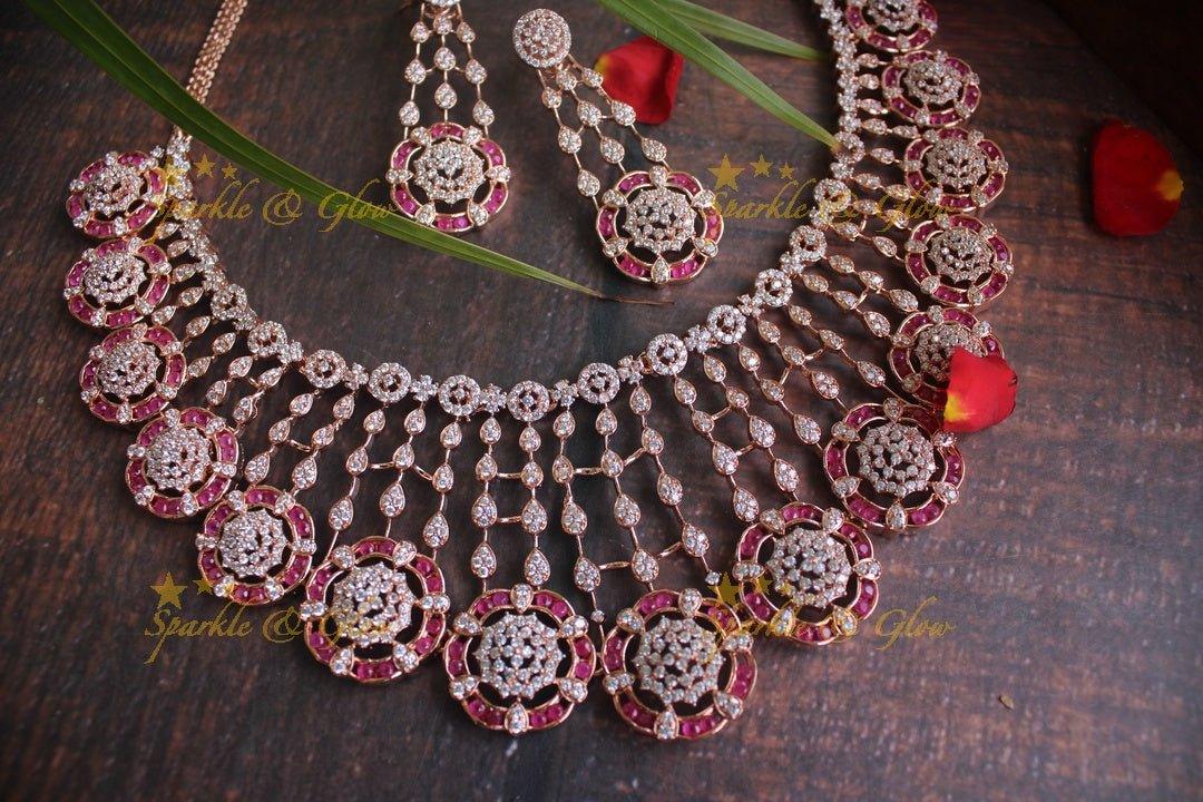 Exclusive AD rose gold floral necklace - Sparkle and Glow