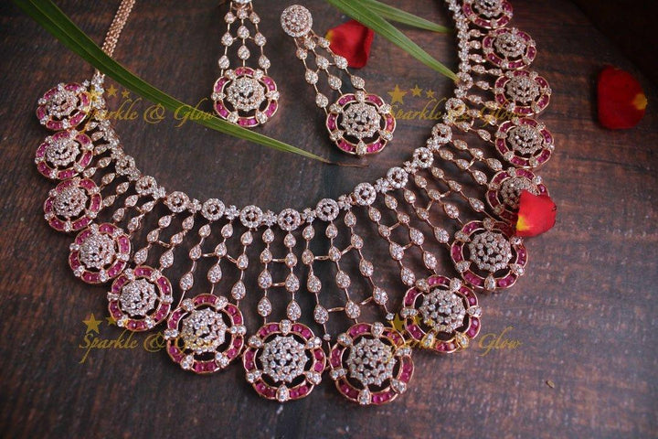 Exclusive AD rose gold floral necklace - Sparkle and Glow