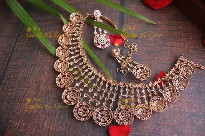 Exclusive AD rose gold floral necklace - Sparkle and Glow
