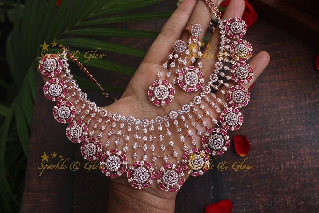 Exclusive AD rose gold floral necklace - Sparkle and Glow