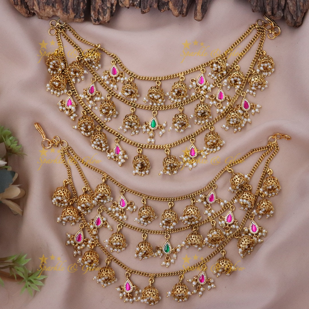 Elegant Gold Plated Earchain for Weddings & Festivals – Sparkle and Glow
