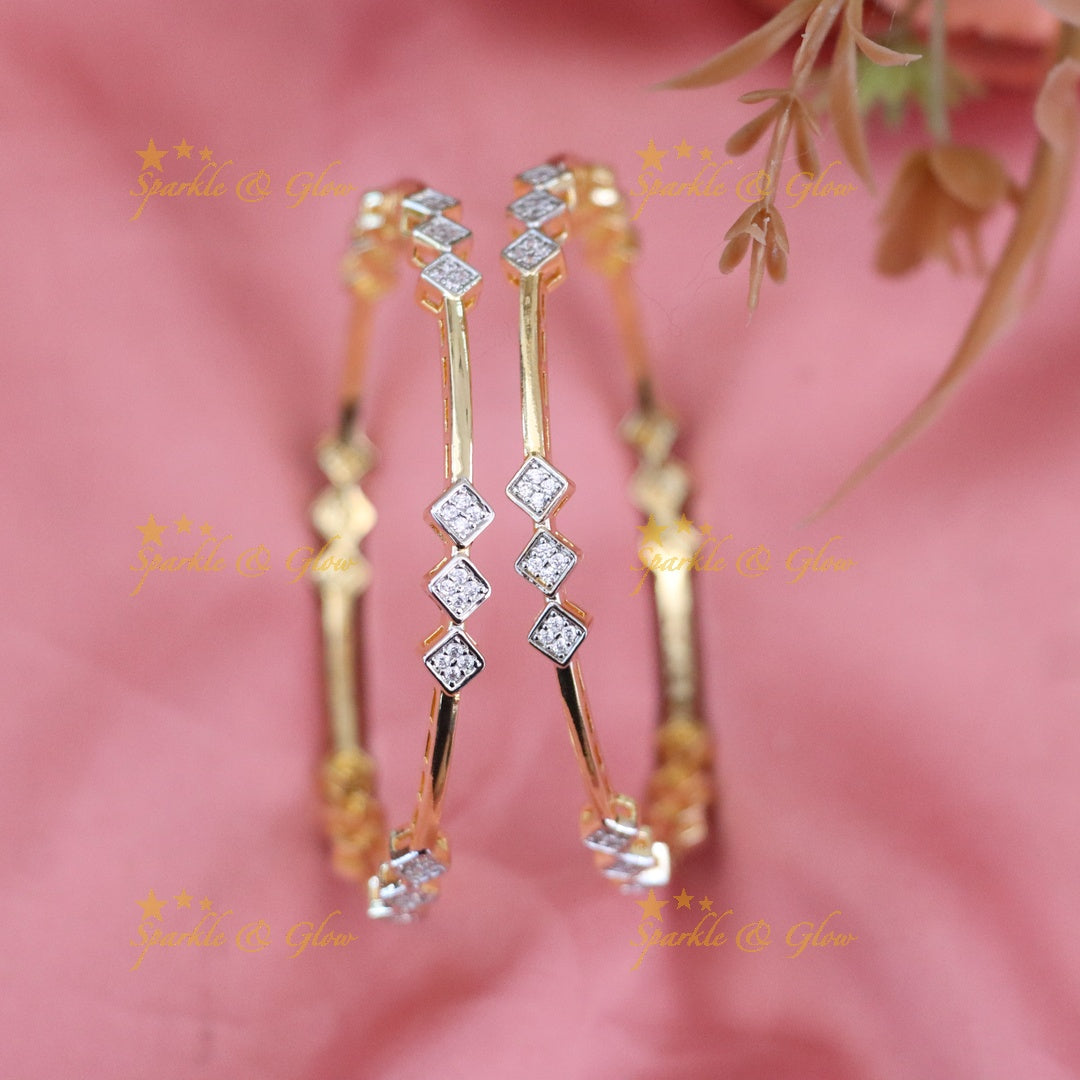 Elegant Gold and Diamond-Cut Imitation Bangles