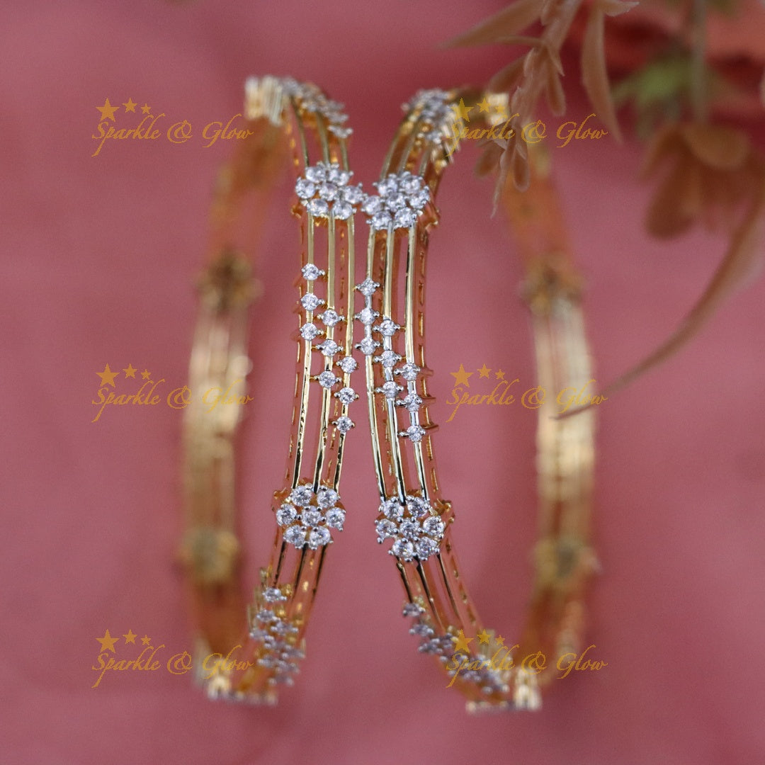 Sparkling Gold Bridal Bangles with Crystals | Elegant Design