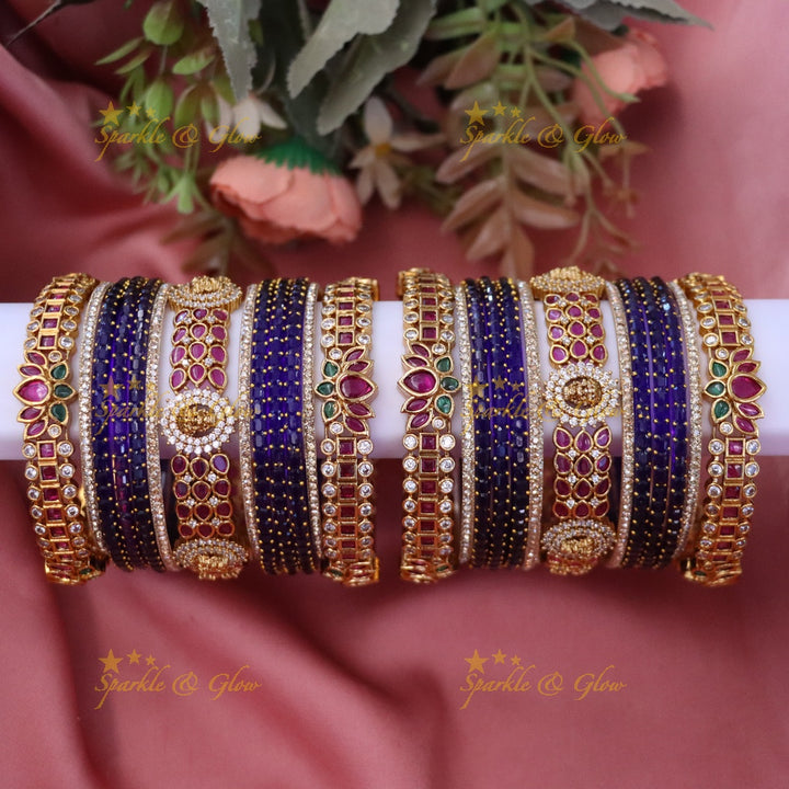 Elegant Lakshmi Bridal Bangle Set - Floral Design (for two hands)
