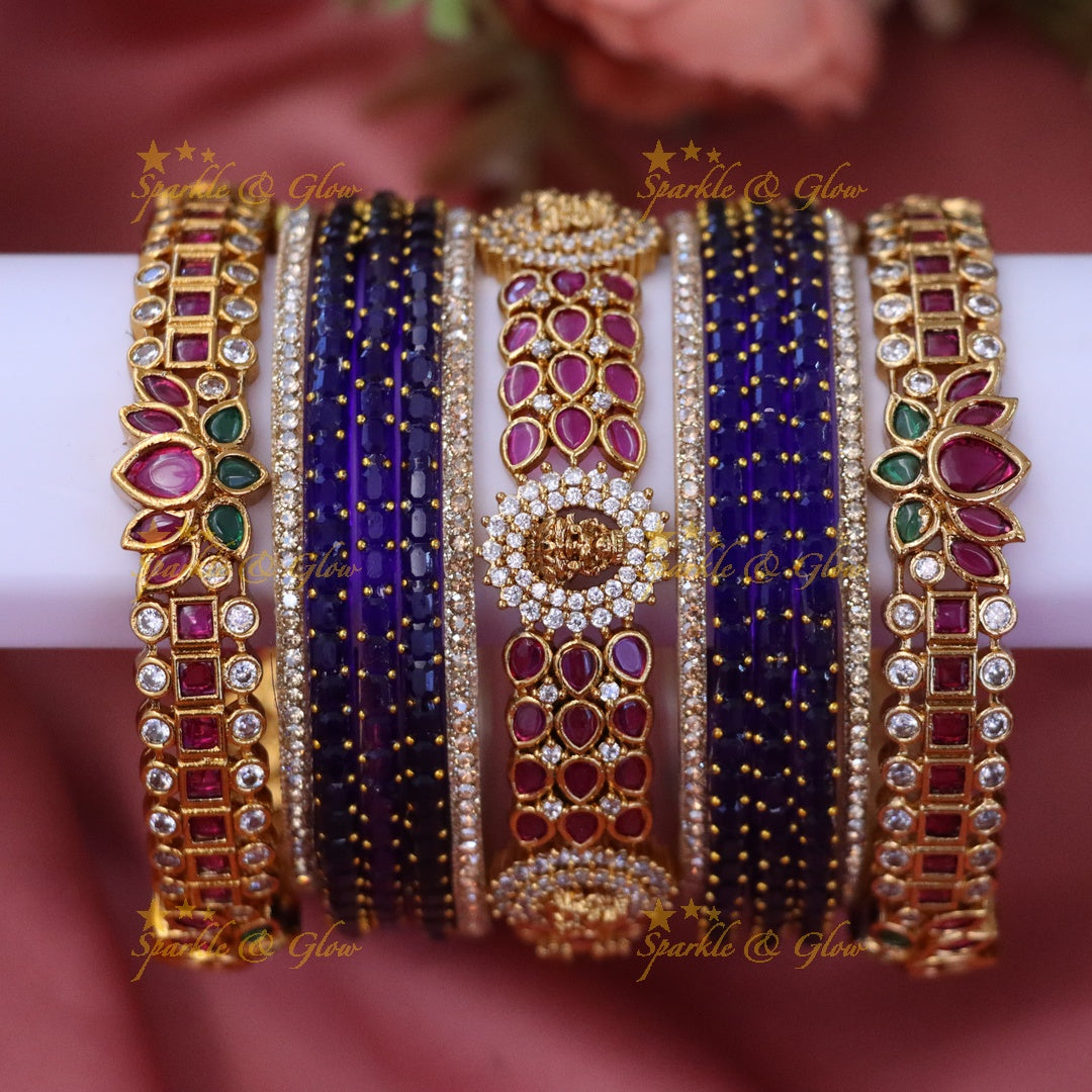 Elegant Lakshmi Bridal Bangle Set - Floral Design (for two hands)