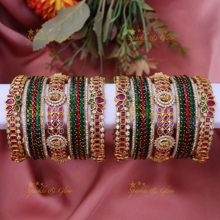 Elegant Lakshmi Bridal Bangle Set - Floral Design (for two hands)