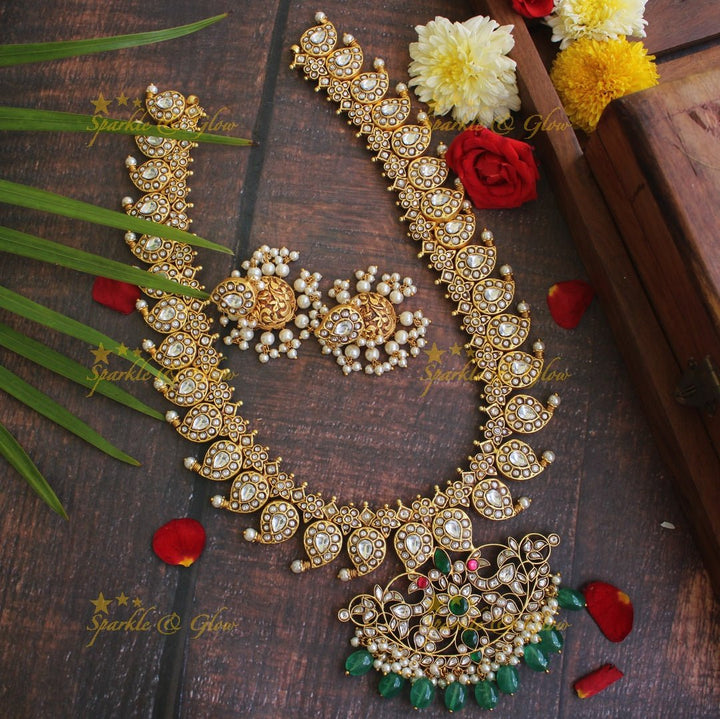Jadau kundan Mango Haram - Navarathna - READY TO SHIP - Sparkle and Glow - White - Back Thread
