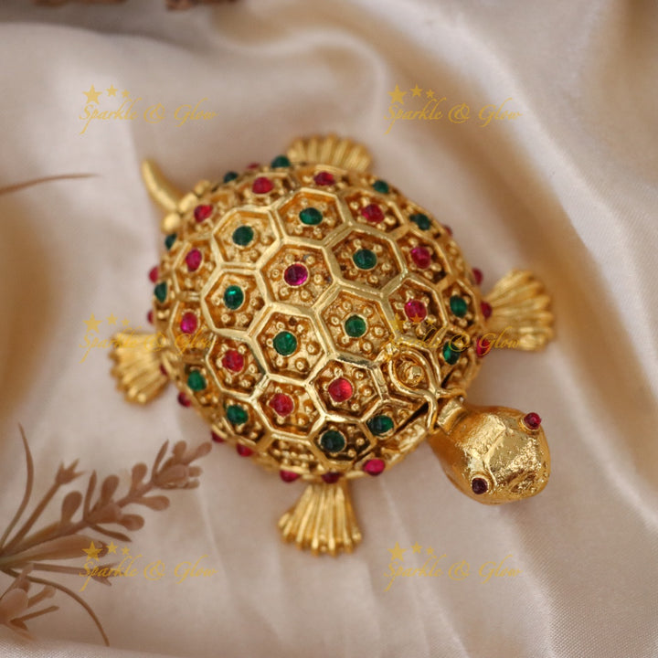 Exquisite Gold Tortoise Kumkum Box for Special Occasions