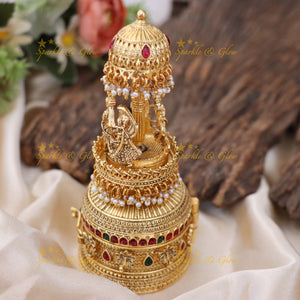 Exquisite Gold Kumkum Box with Bride Groom Design
