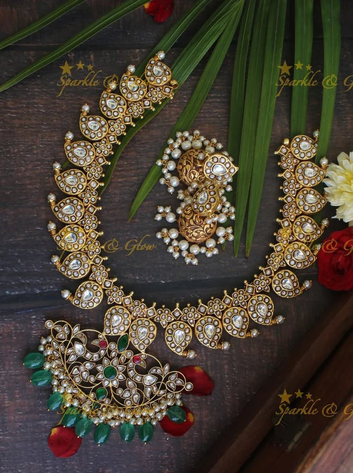 Jadau kundan Mango short necklace - White - READY TO SHIP - Sparkle and Glow