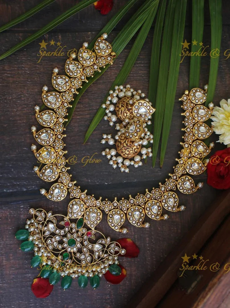 Jadau kundan Mango short necklace - White - READY TO SHIP - Sparkle and Glow