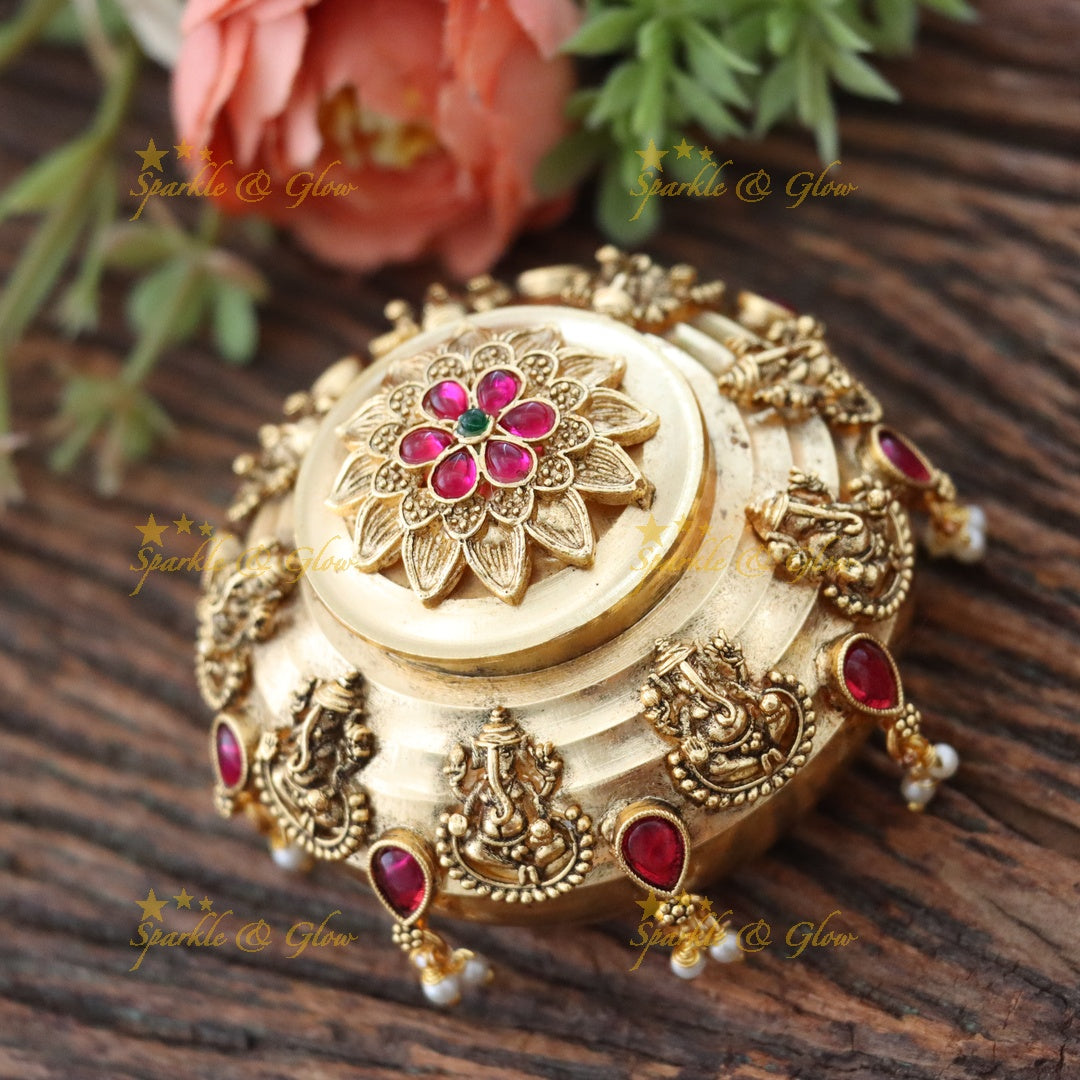 Elegant Ganesh Pearl Kumkum Box for Festive Occasions