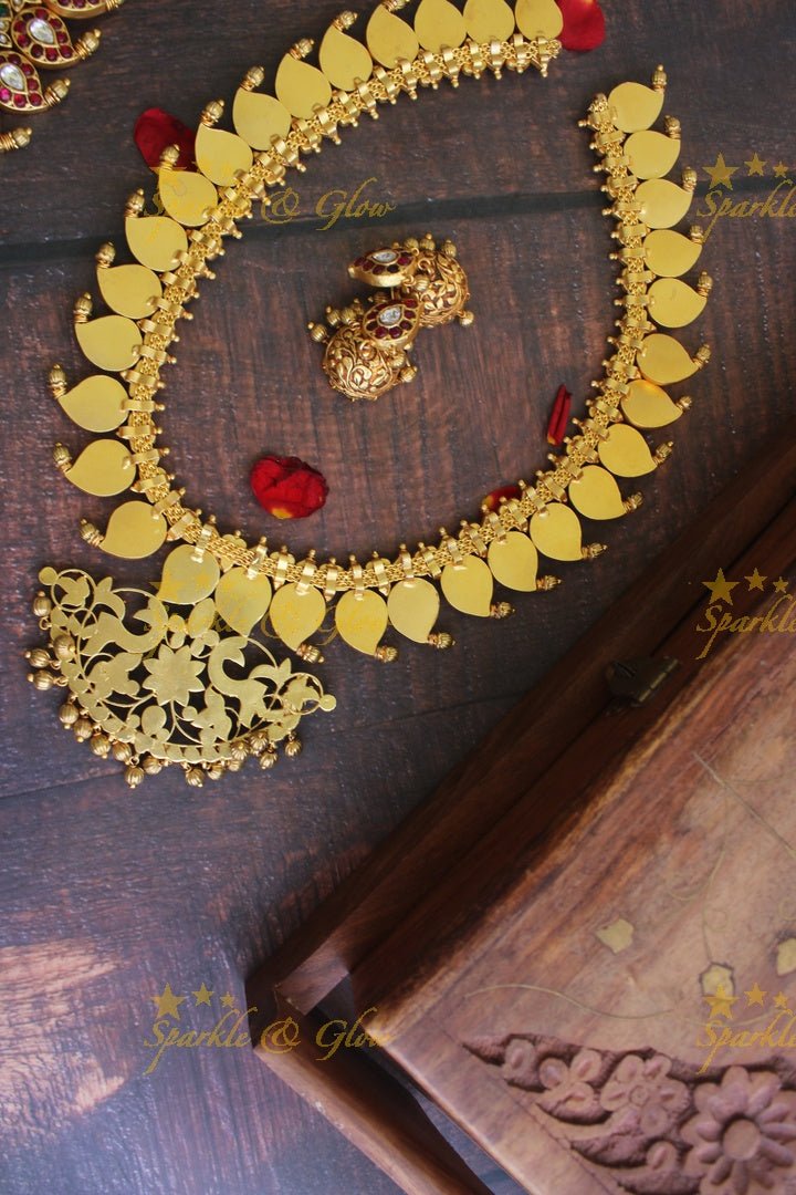 Jadau kundan Mango Haram - Navarathna - READY TO SHIP - Sparkle and Glow - White - Back Thread