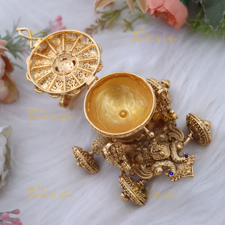 Exquisite Lakshmi Peacock Kumkum Box for Rituals