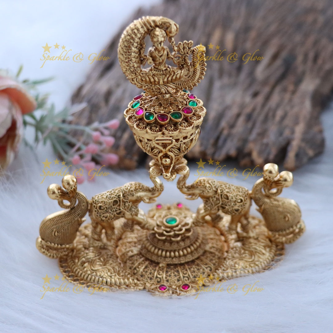 Elegant Gold Lakshmi Kumkum Box for Festive Celebrations