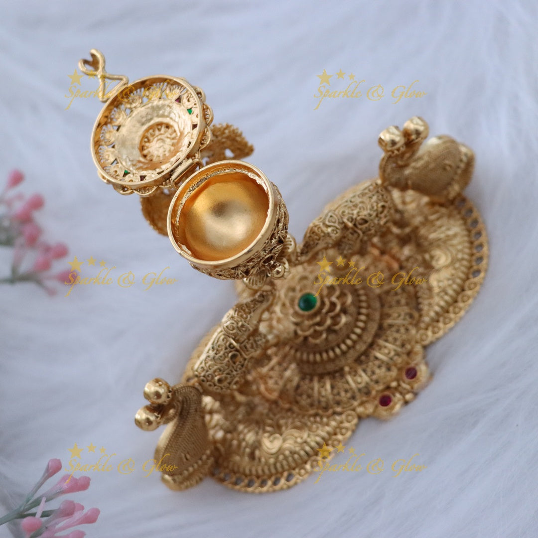 Elegant Gold Lakshmi Kumkum Box for Festive Celebrations